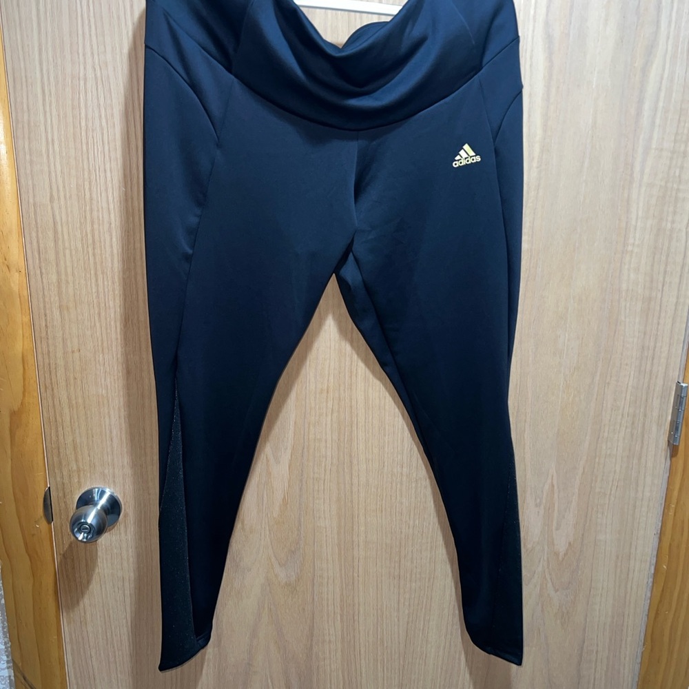 Adidas Black Tights with Gold Emblem